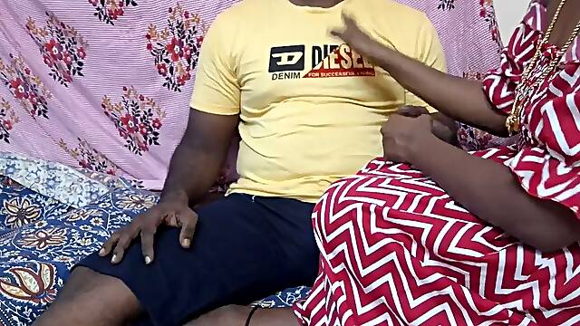 Tamil married women teaches her stepson to fuck