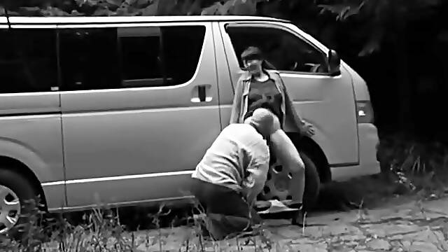 Attractive Japanese wife gets banged rough in the outdoors