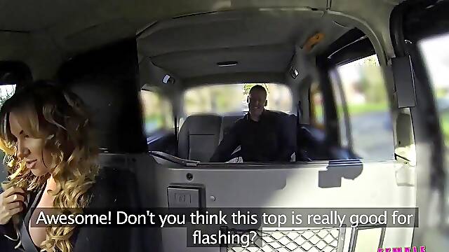 Female Fake Taxi - Taxi customer gets a rimjob from a sexy MILF on the backseat