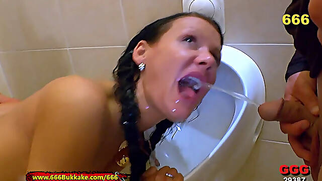 The Toilet Whores - 666Bukkake. Sexy babes Aymie and Anna are two extreme piss lovers who are willing to do anything to prove it! Pissing and hardcore fucking for these two Toilet whores! 666 Bukkake