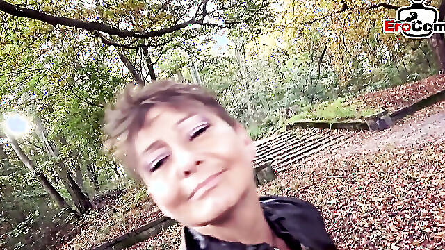 Mature MILF with Short Hair Caught in a Street Pickup