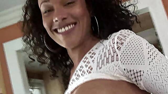 Curly Hair Black Chick Rides On A Cracker Cock