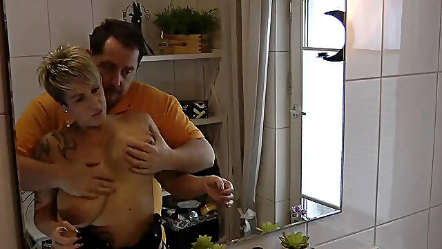 Big-titted German mature mom with chubby boobs