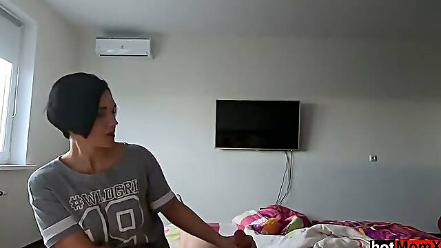 First, stepmom allowed me touch her boobs and then cum inside her.