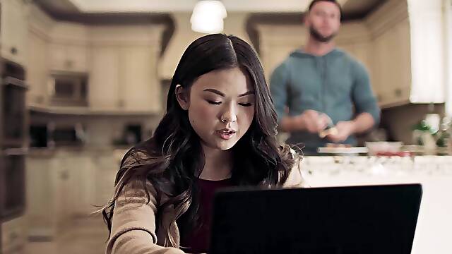 Erotic FFM threesome with wife Slimthick Vic and Asian Lulu Chu