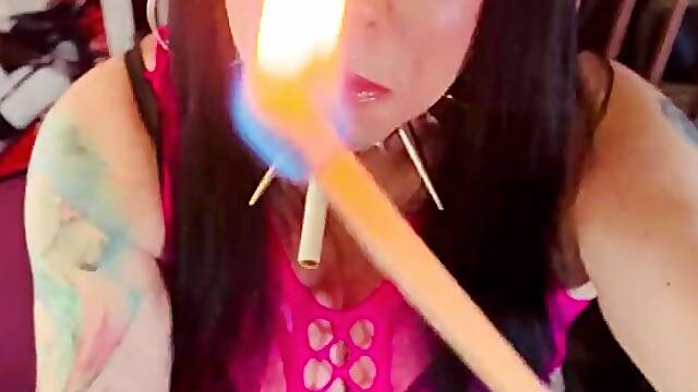 This British Tart Tina Snua Likes Lighting Up My Cigarette With Matches - Smokin Smoker OME OMI Drifting Snap Inhales Coughs