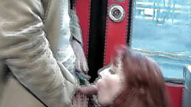 A wild redhead babe from Germany loves sucking and riding a cock on a train