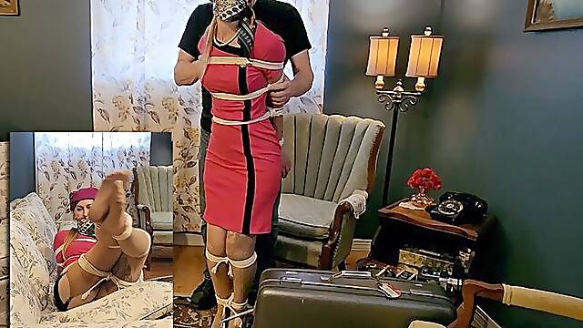 Classic Damsel Struggle-Fest for 1960s Air Hostess from PanAm California, Catherine Sterling, in this Custom Video! HD MP4 file version