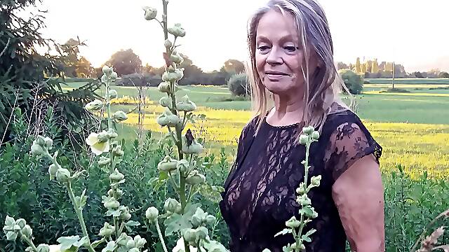 Martina Walking Outside in a Sey Swimsuit and High Heels!