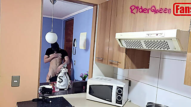 Videos for Fans: a Masked Young Man Fucks Me in the Kitchen